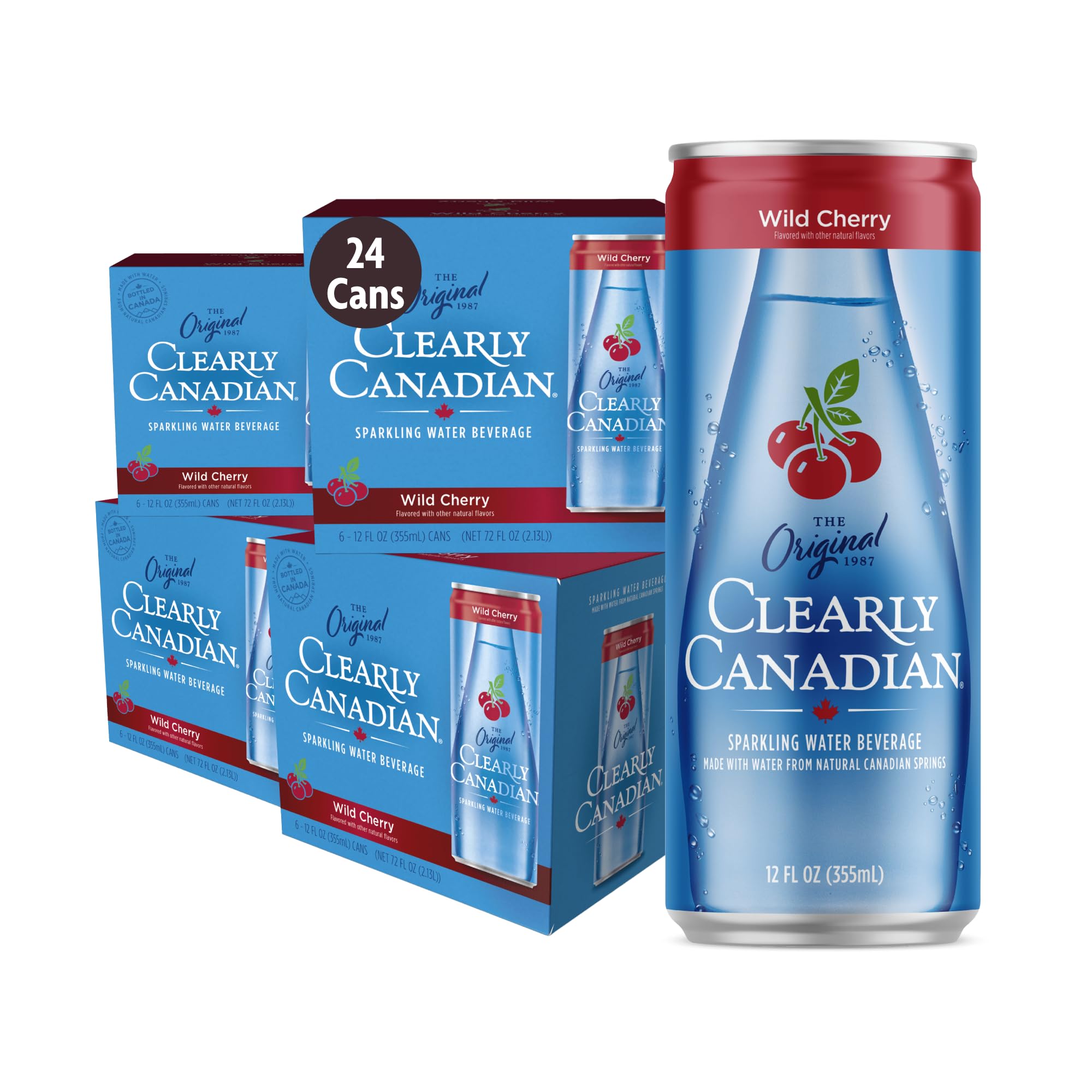 Amazon.com: Clearly Canadian Wild Cherry Cans Sparkling Water, 24